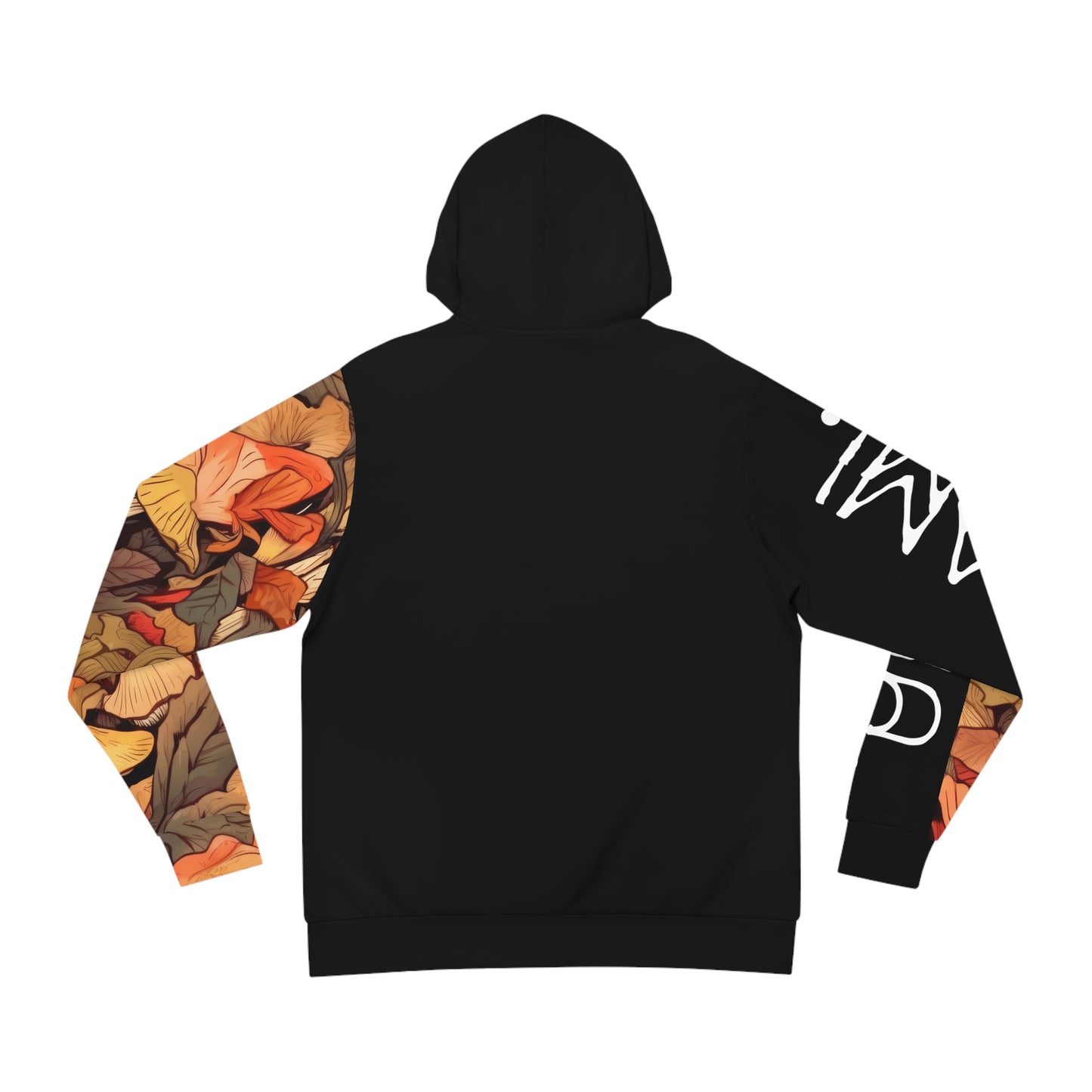 Black Umami Hoodie with Autumn Leaves Sleeve 