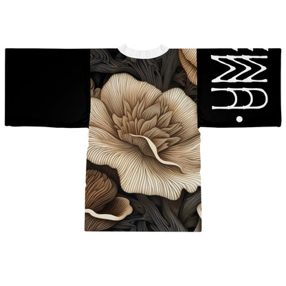 Kimono Style Dresses Flowers Mushrooms Black 