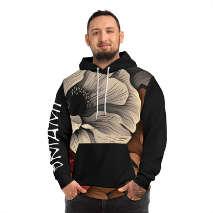 Hoodie Fleurs Champignons Noir