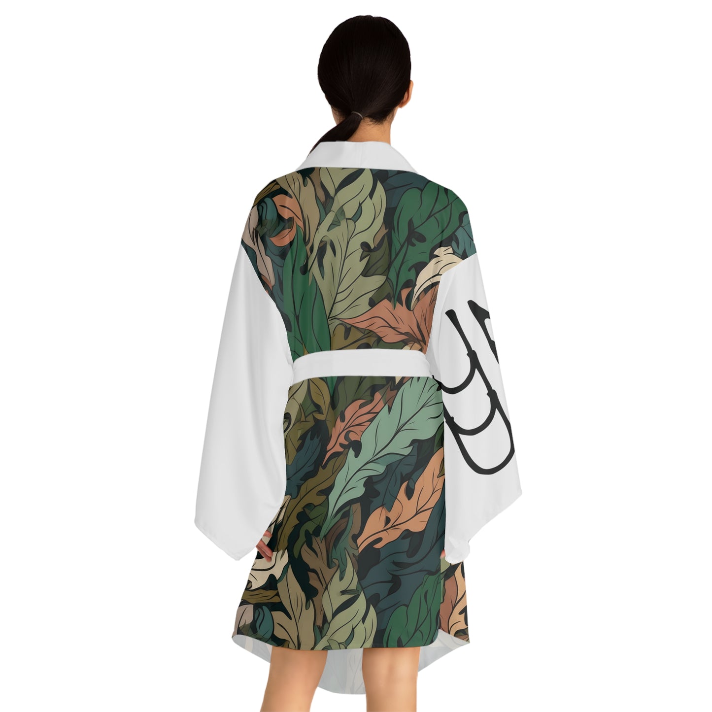 Kimono Style Robes Leaves Camo White 