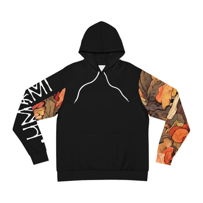 Black Umami Hoodie with Autumn Leaves Sleeve 