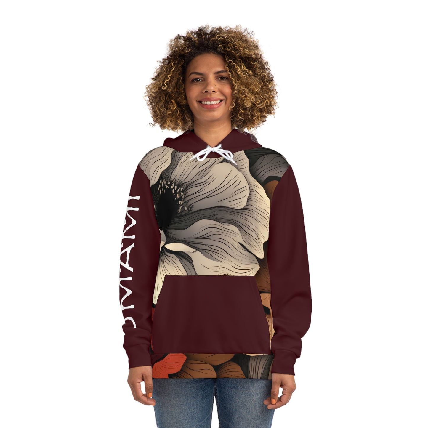 Hoodie Fleurs Champignons Rouge Foncé