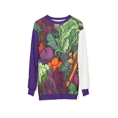 Unisex Sweatshirt Vegetable Purple White Sleeve 