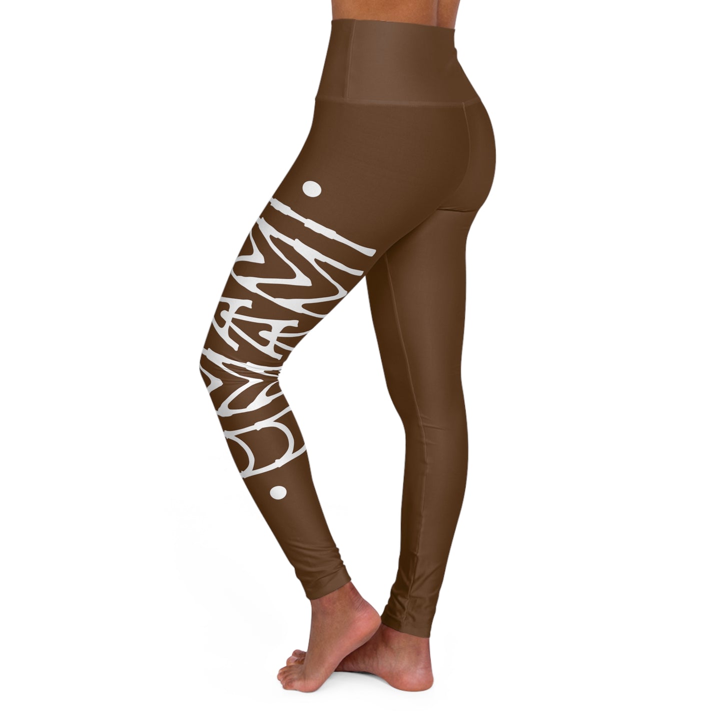 High-waisted yoga leggings Pale brown 