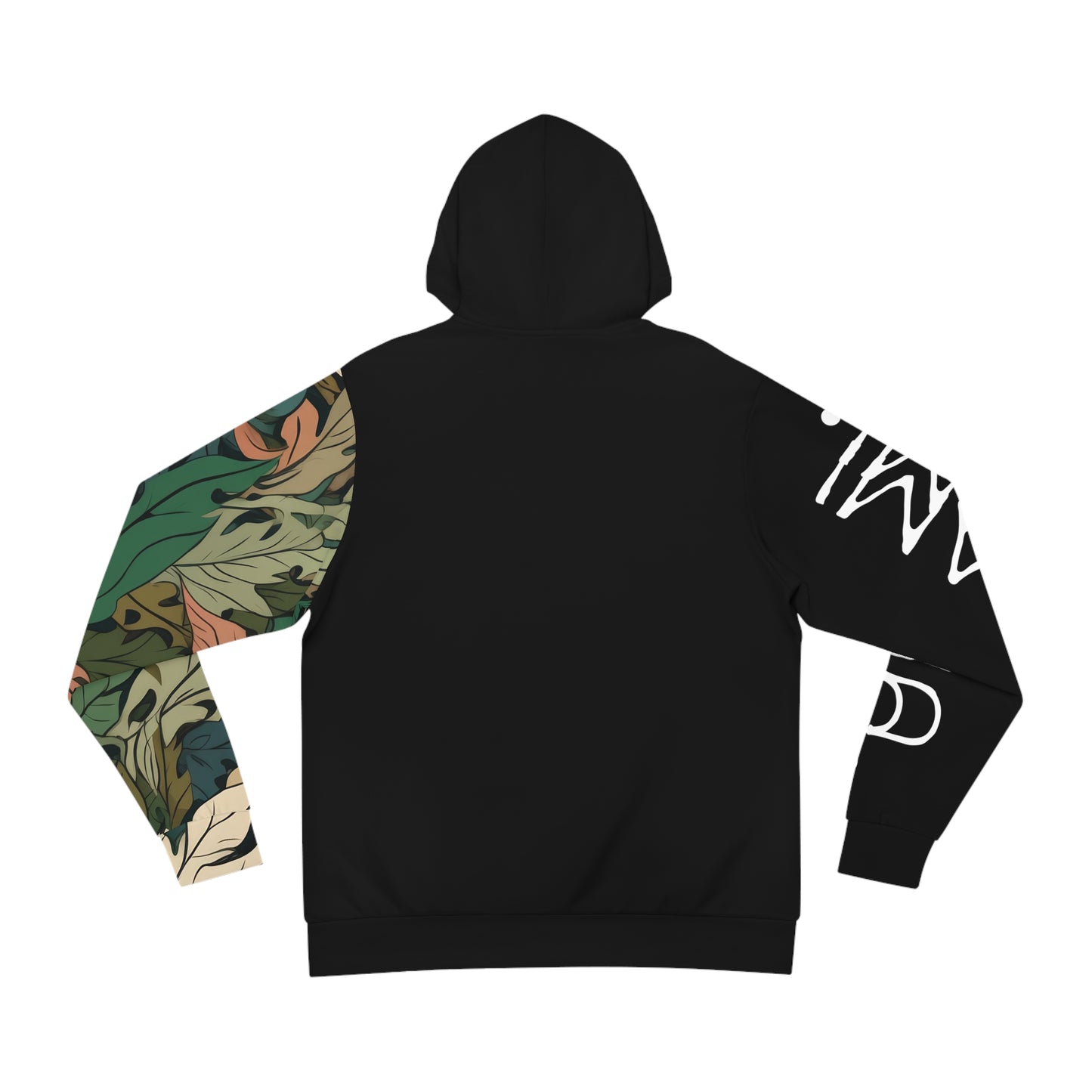 Black Umami Hoodie with Camo Leaf Sleeve 