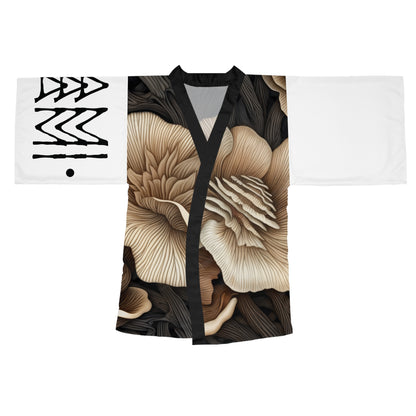 Kimono Style Dresses Flowers Mushrooms White 