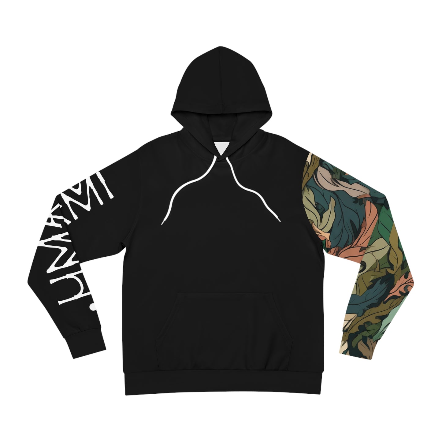 Hoodie Umami Noir Manche Feuilles Camo