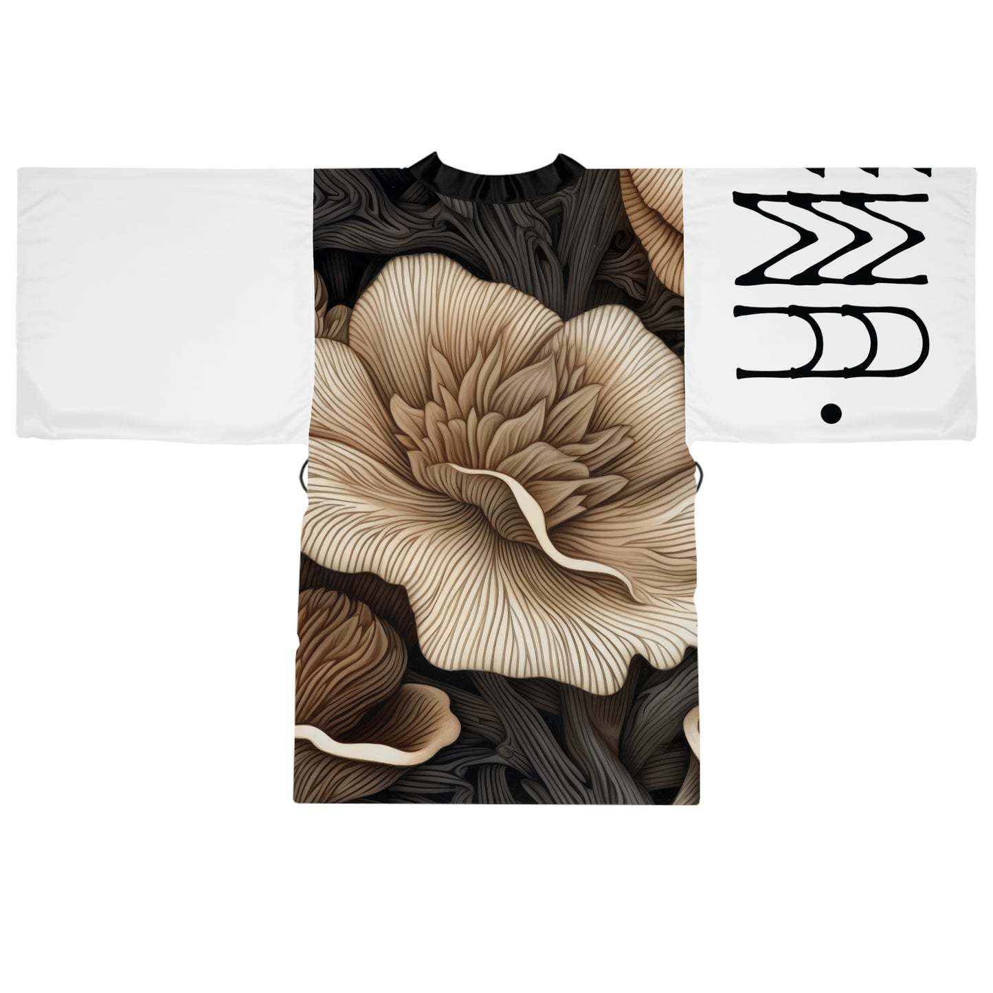 Kimono Style Dresses Flowers Mushrooms White 