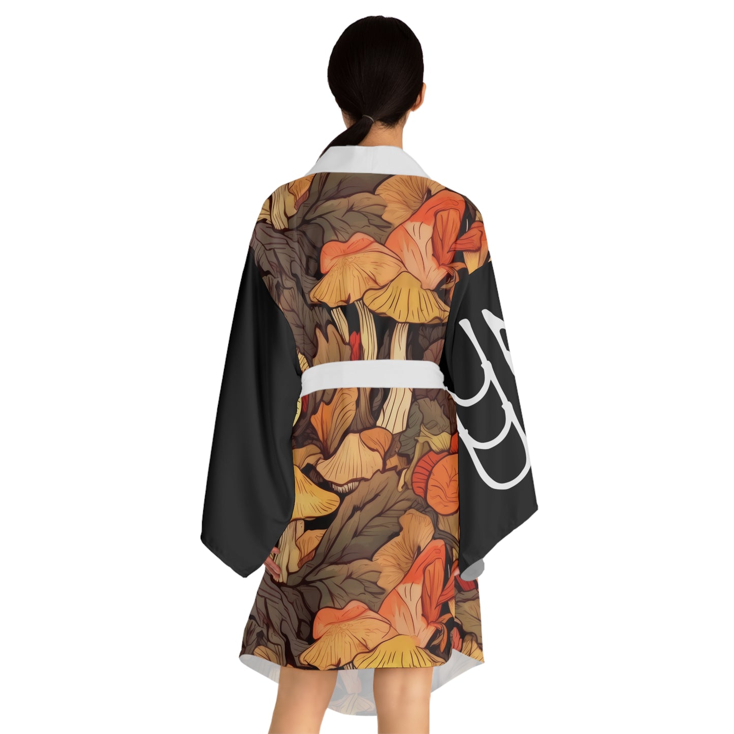 Robes de style kimono Feuilles d'automne Noir