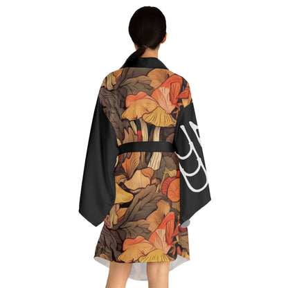 Robes de style kimono Feuilles d'automne Noir