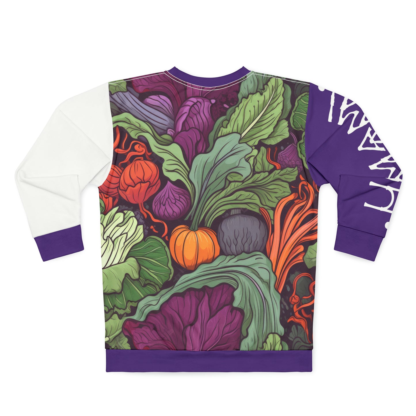 Unisex Sweatshirt Vegetable Purple White Sleeve 