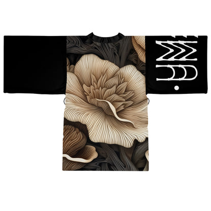 Kimono Style Dresses Flowers Mushrooms Black 