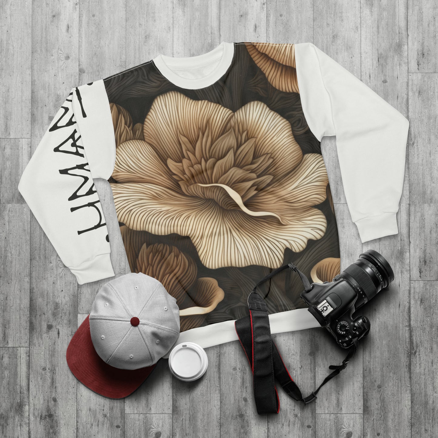 Unisex Sweatshirt Mushrooms Flowers White 