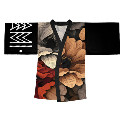Robes de style kimono Fleurs Noir