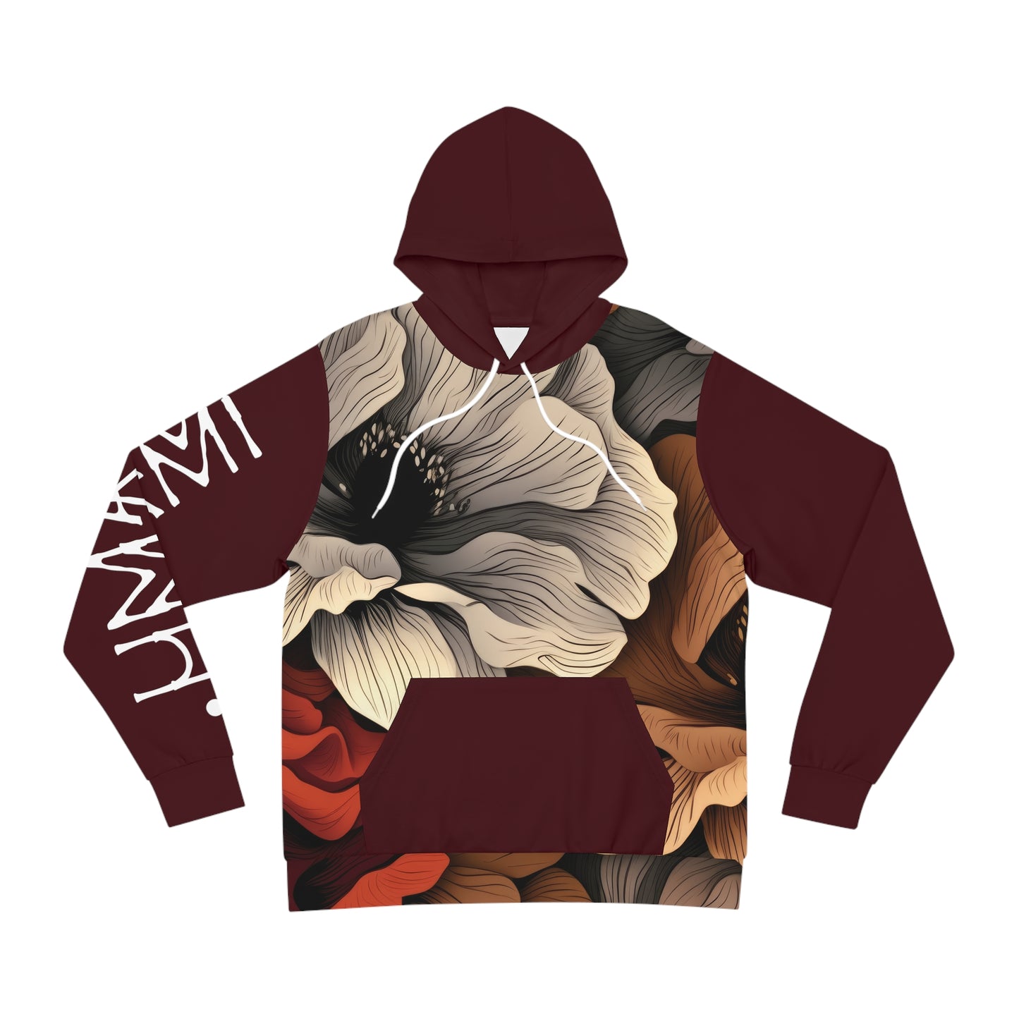 Hoodie Fleurs Champignons Rouge Foncé