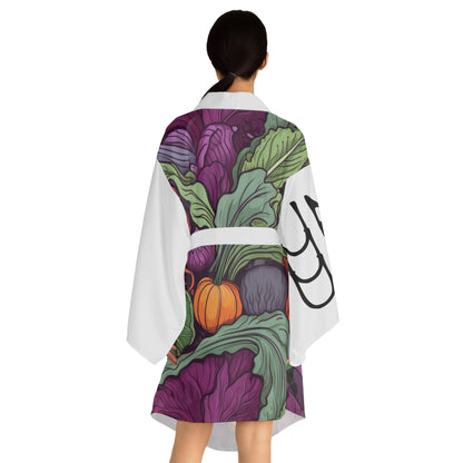 Kimono style dresses Vegetables White 