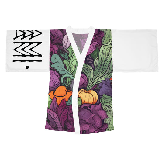 Kimono style dresses Vegetables White 