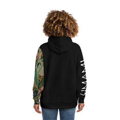 Black Umami Hoodie with Camo Leaf Sleeve 