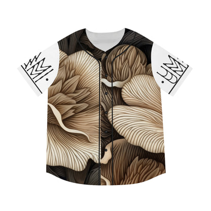 Baseball Jersey Flowers Mushrooms White 