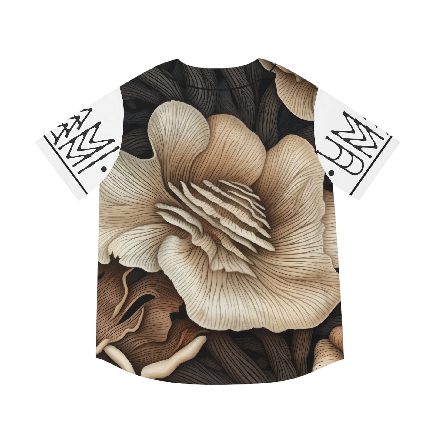 Baseball Jersey Flowers Mushrooms White 