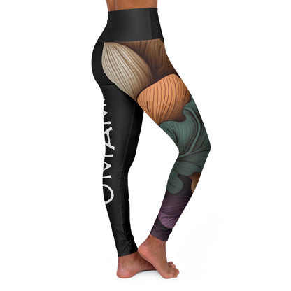 High Waisted Yoga Leggings Dark Vegetable Umami 