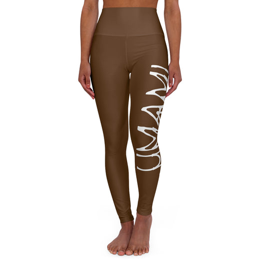 High-waisted yoga leggings Pale brown 