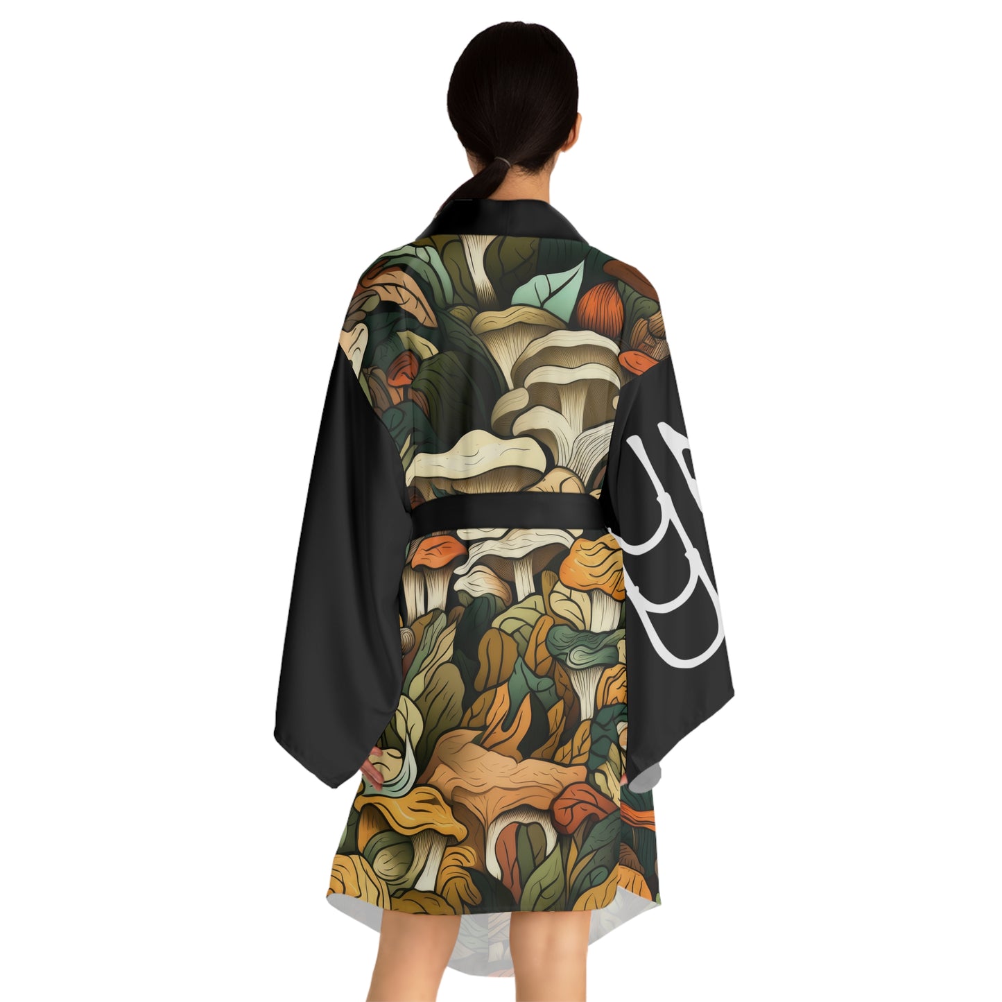 Kimono style dresses Mushrooms Black 