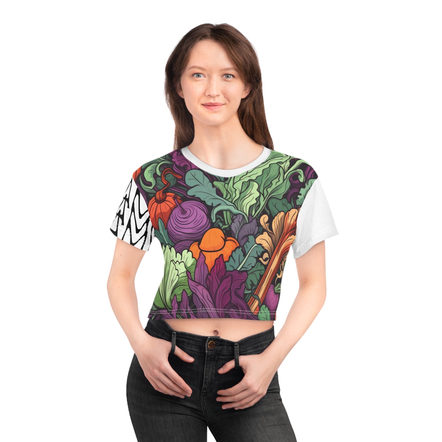 Crop Tee Légumes Blanc