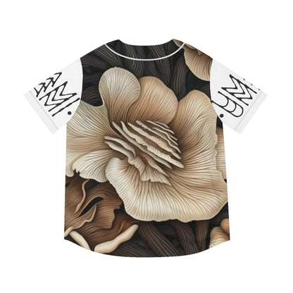 Baseball Jersey Flowers Mushrooms White 