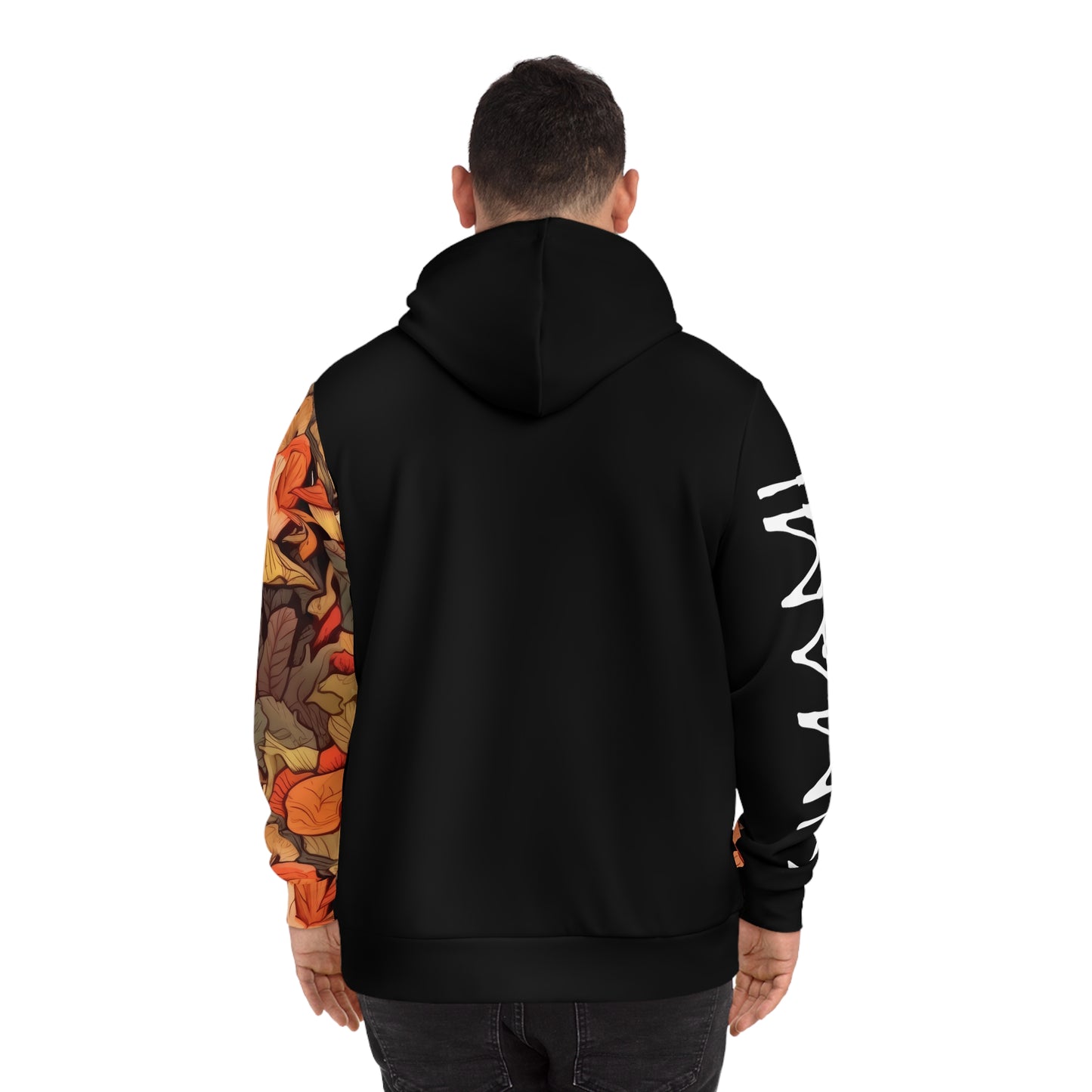 Black Umami Hoodie with Autumn Leaves Sleeve 